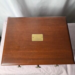 Reed & Barton Wood Flatware Chest Brown Tarnish Preventive Lining Cherry Finish
